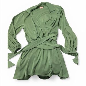 Show Me Your MuMu Sage Green Wrap Mini Dress